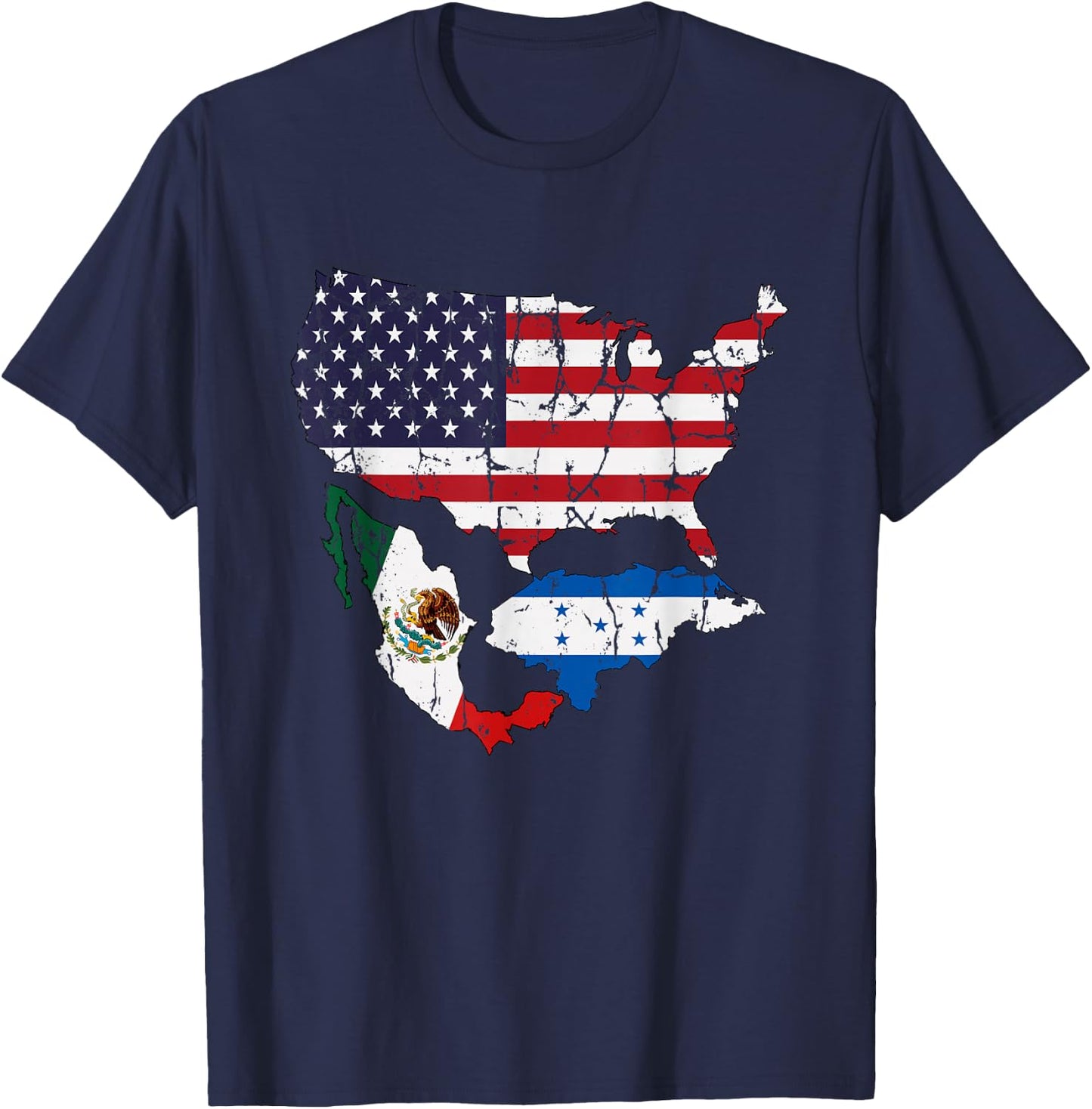Honduras American Mexican Flag T-Shirt - T-Shirt | Navy