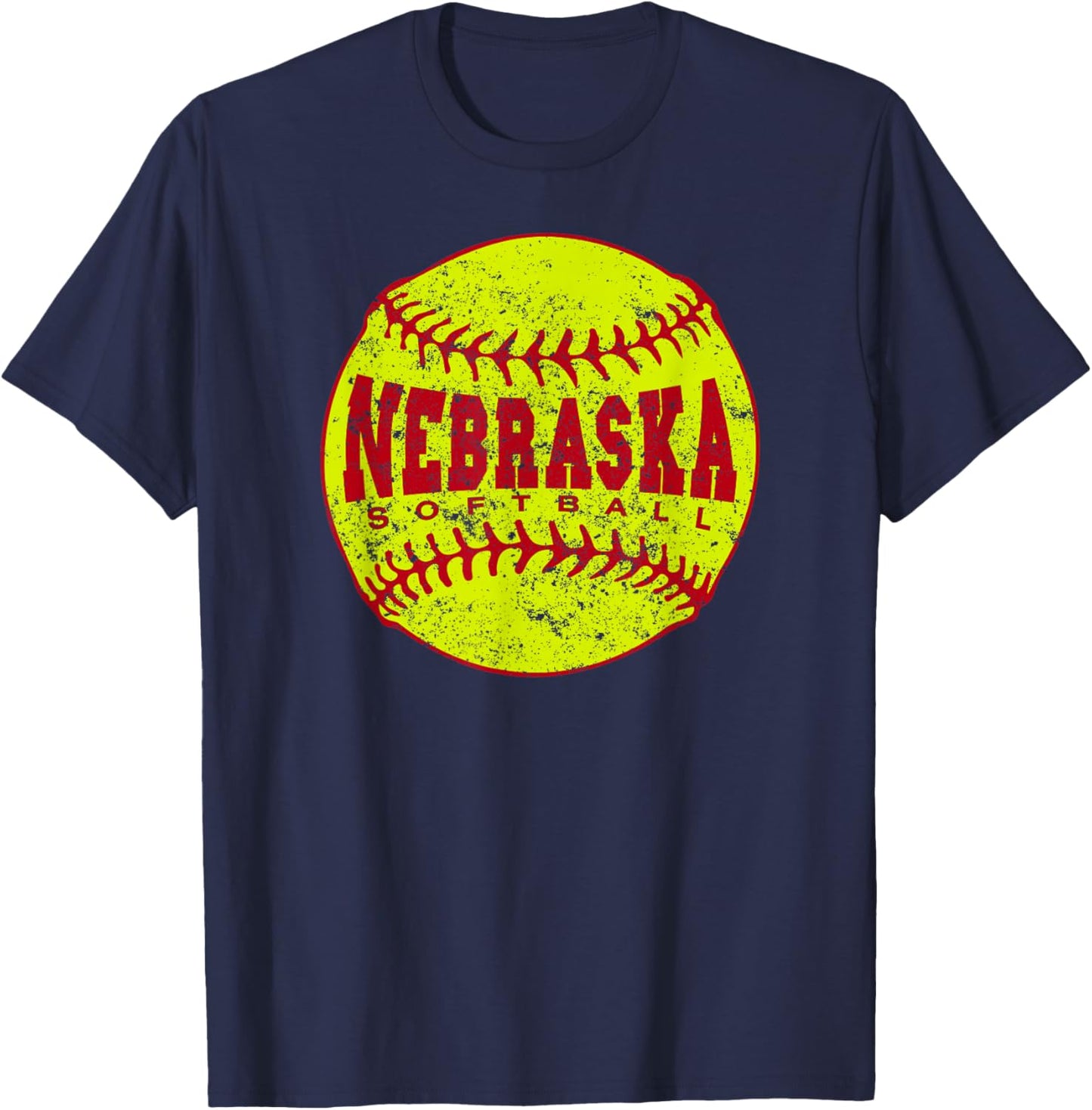 Nebraska Softball Ball T-Shirt - T-Shirt | Navy