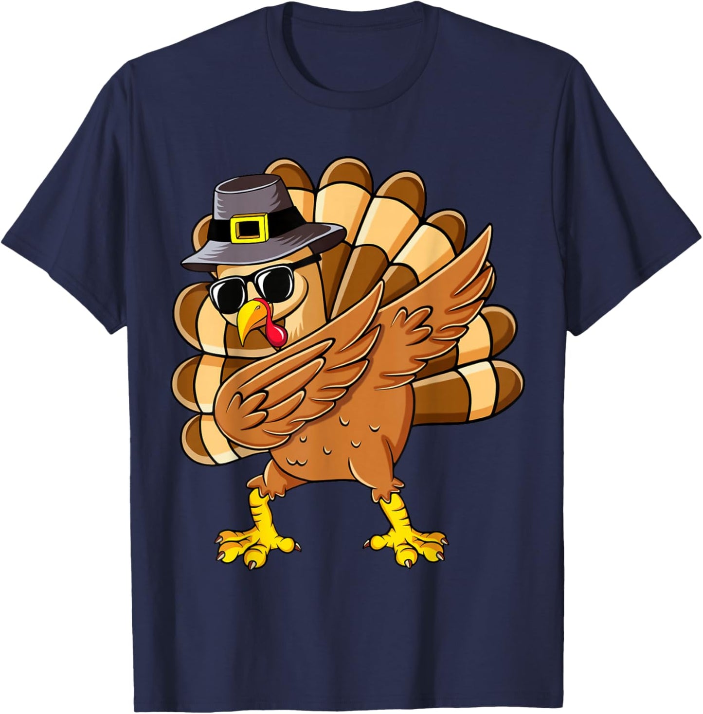 Dabbing Turkey Thanksgiving Day Pilgrim Boys Men Funny Dab T-Shirt - T-Shirt | Navy