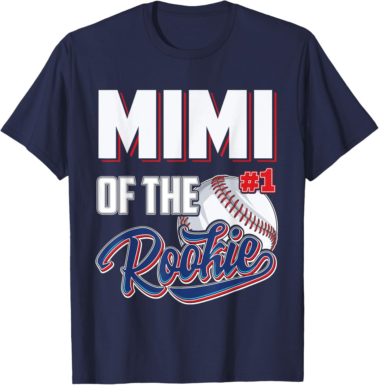 Mimi of Rookie 1 Years old Team 1st Birthday Baseball T-Shirt - T-Shirt | Navy