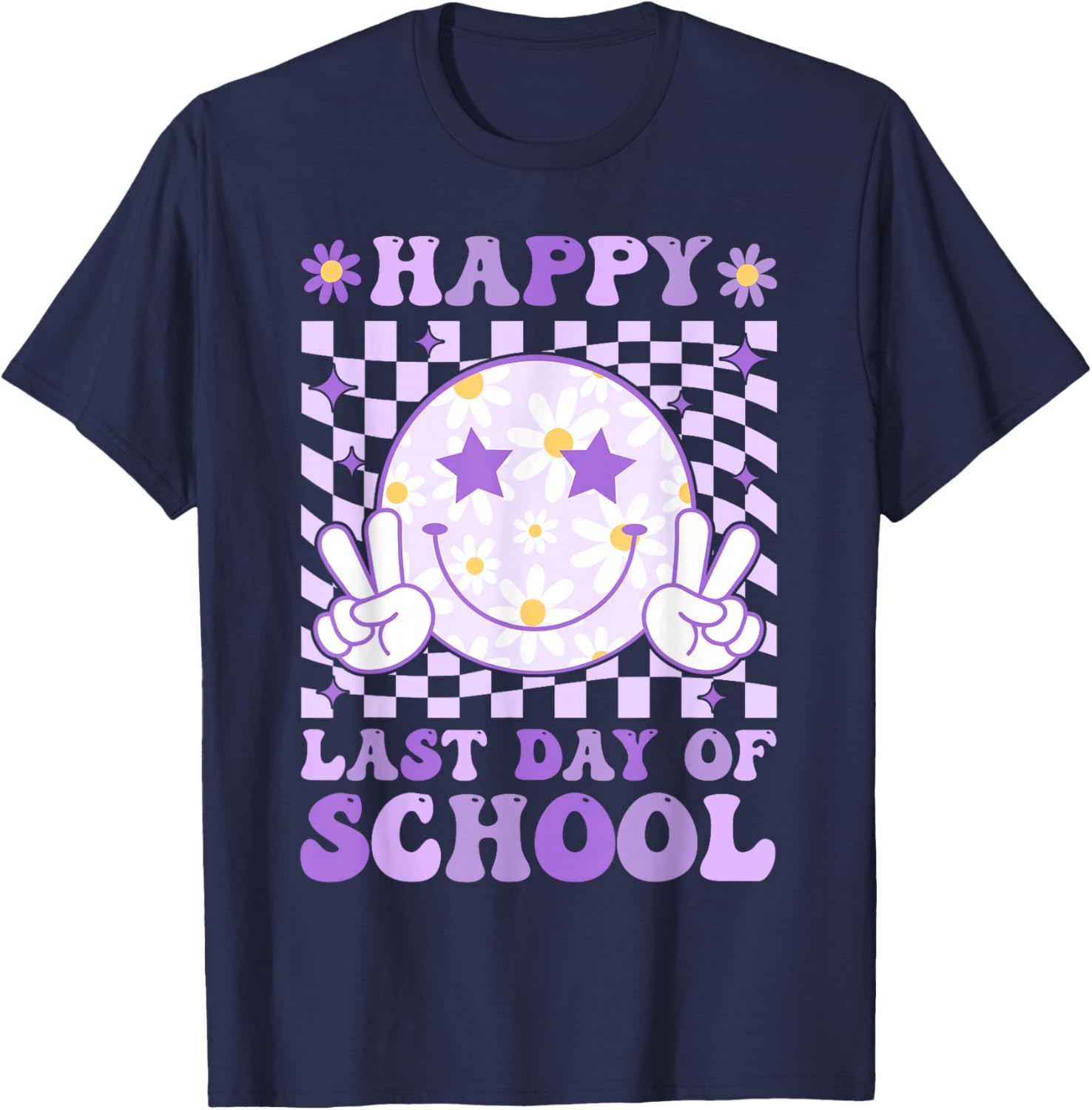 Happy Last Day of School Teacher Boy Girl School Graduation T-Shirt - T-Shirt | Navy