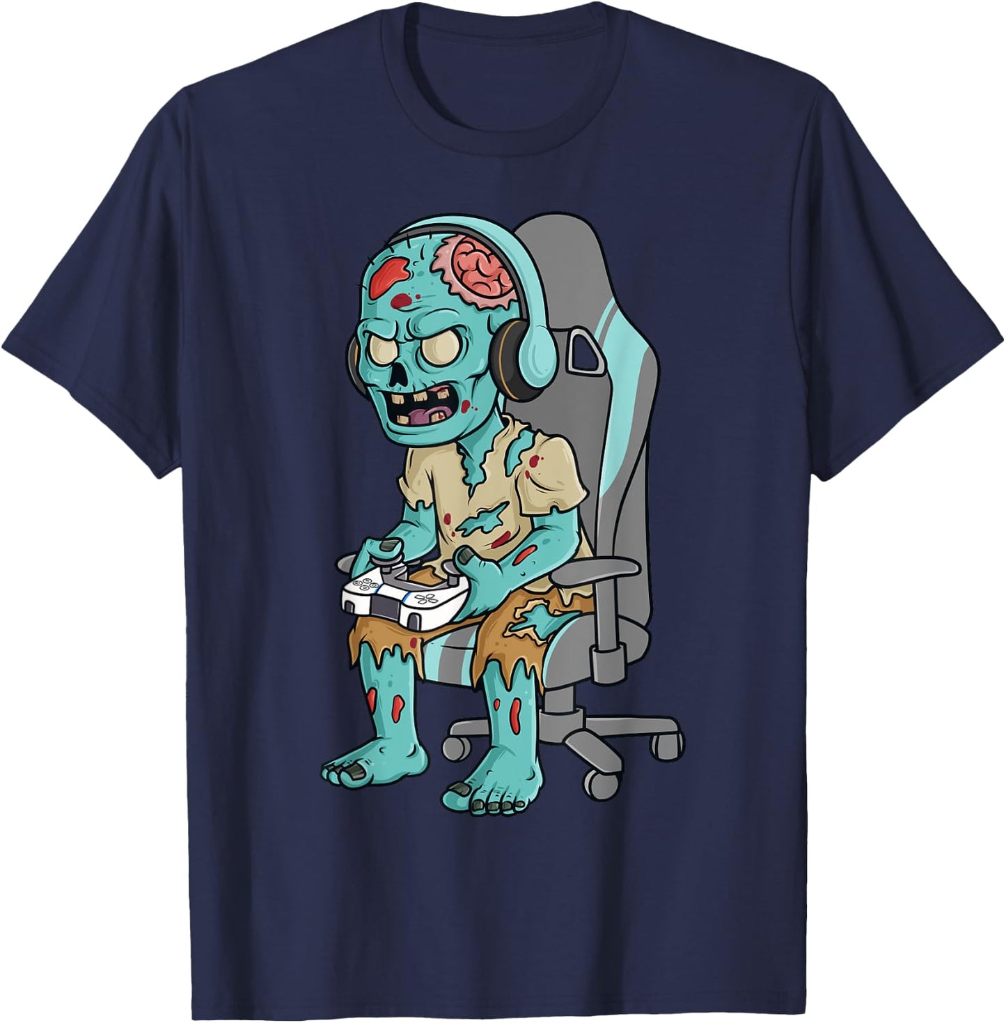 Gamer Halloween Zombie Scary Gaming Boys Kids Teen T-Shirt - T-Shirt | Navy