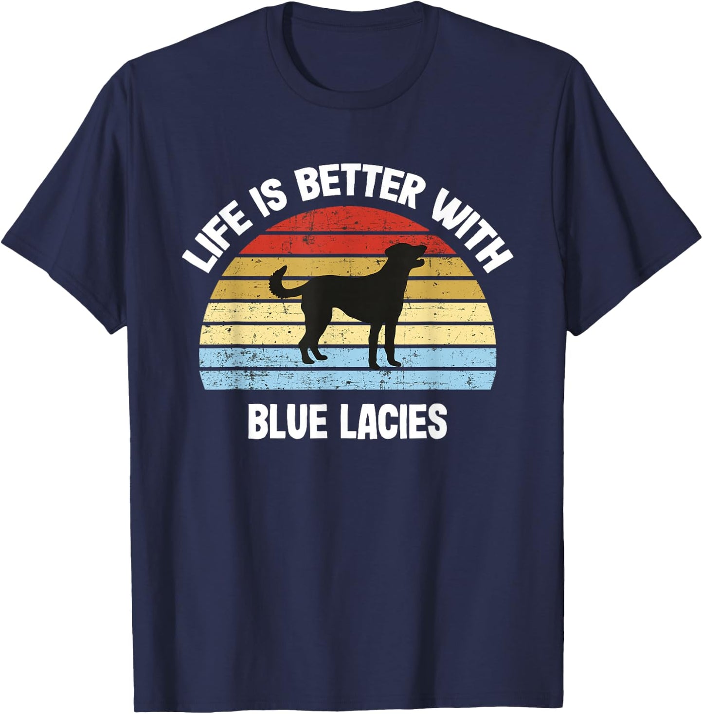 Retro blue lace dog T-Shirt - T-Shirt | Navy