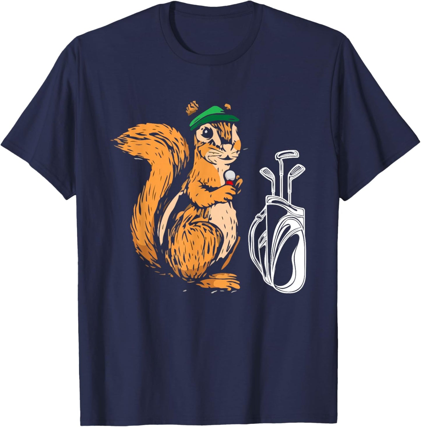 Squirrel Who Is Playing Golf - Golfer Squirrel Golf Player T-Shirt - T-Shirt | Navy