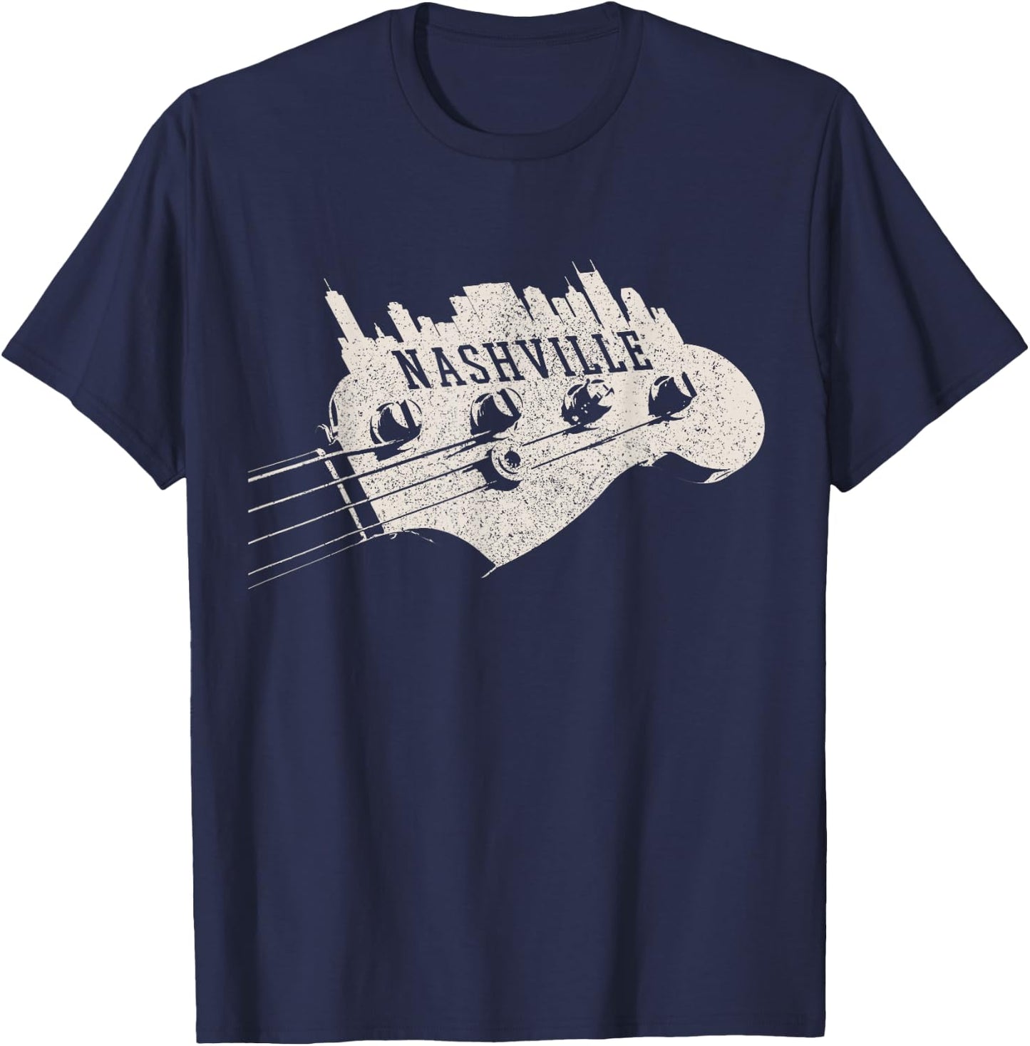 Nashville Skyline - Bass Guitar Country Music City souvenir T-Shirt - T-Shirt | Navy