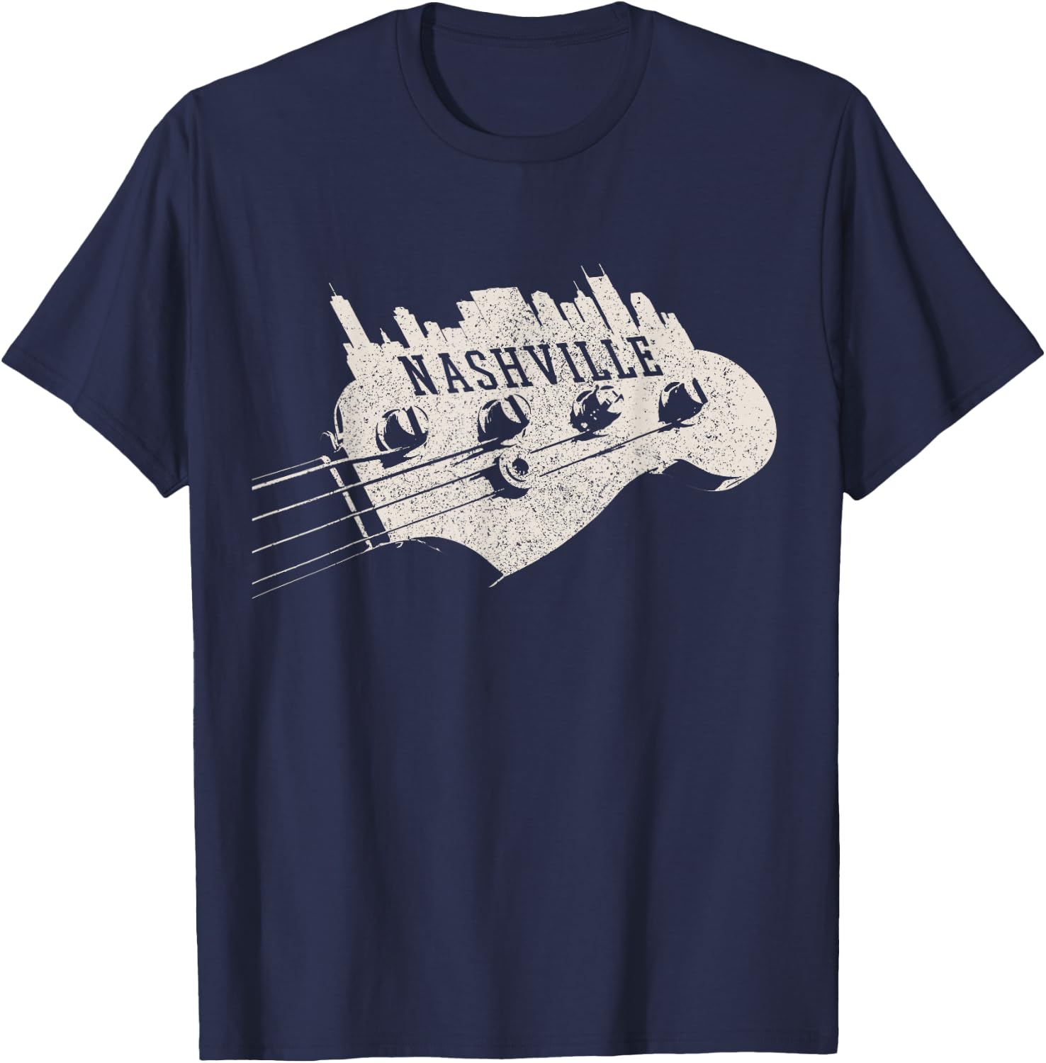 Nashville Skyline - Bass Guitar Country Music City souvenir T-Shirt - T-Shirt | Navy