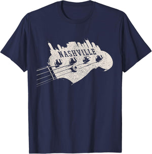 Nashville Skyline - Bass Guitar Country Music City souvenir T-Shirt - T-Shirt | Navy
