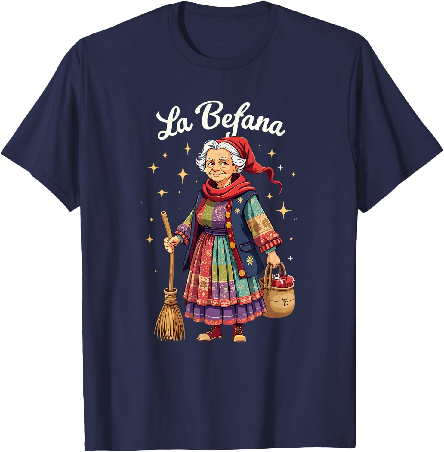 La Befana Christmas Witch Italian Xmas T-Shirt - T-Shirt | Navy