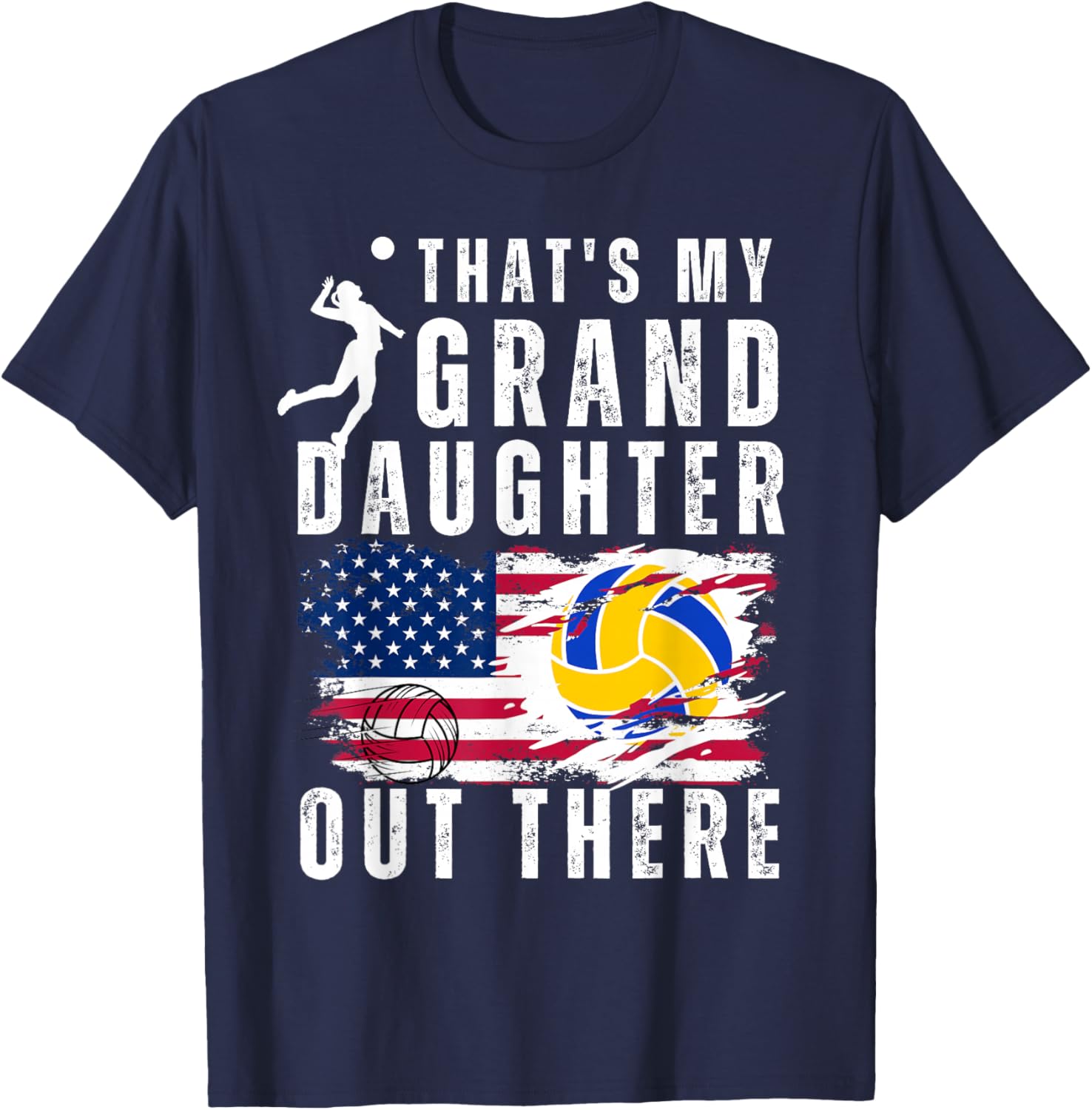 That's My Granddaughter Out There Volleyball Grandma Grandpa T-Shirt - T-Shirt | Navy