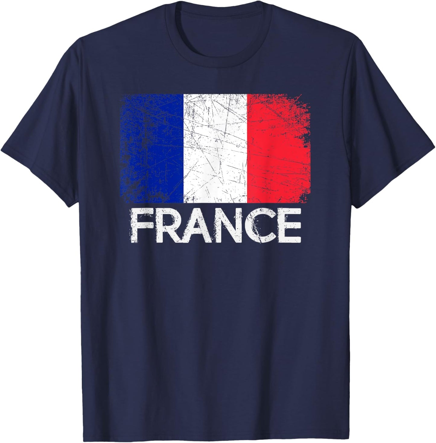 French Flag | Vintage Made In France Gift T-Shirt - T-Shirt | Navy