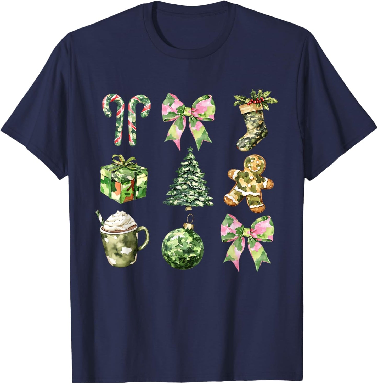 Camo Print Christmas Trees With Camouflage Print Xmas T-Shirt - T-Shirt | Navy