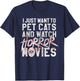 Funny Horror Movie Fan - Halloween Cat Lover Gift Men Women T-Shirt - T-Shirt | Navy