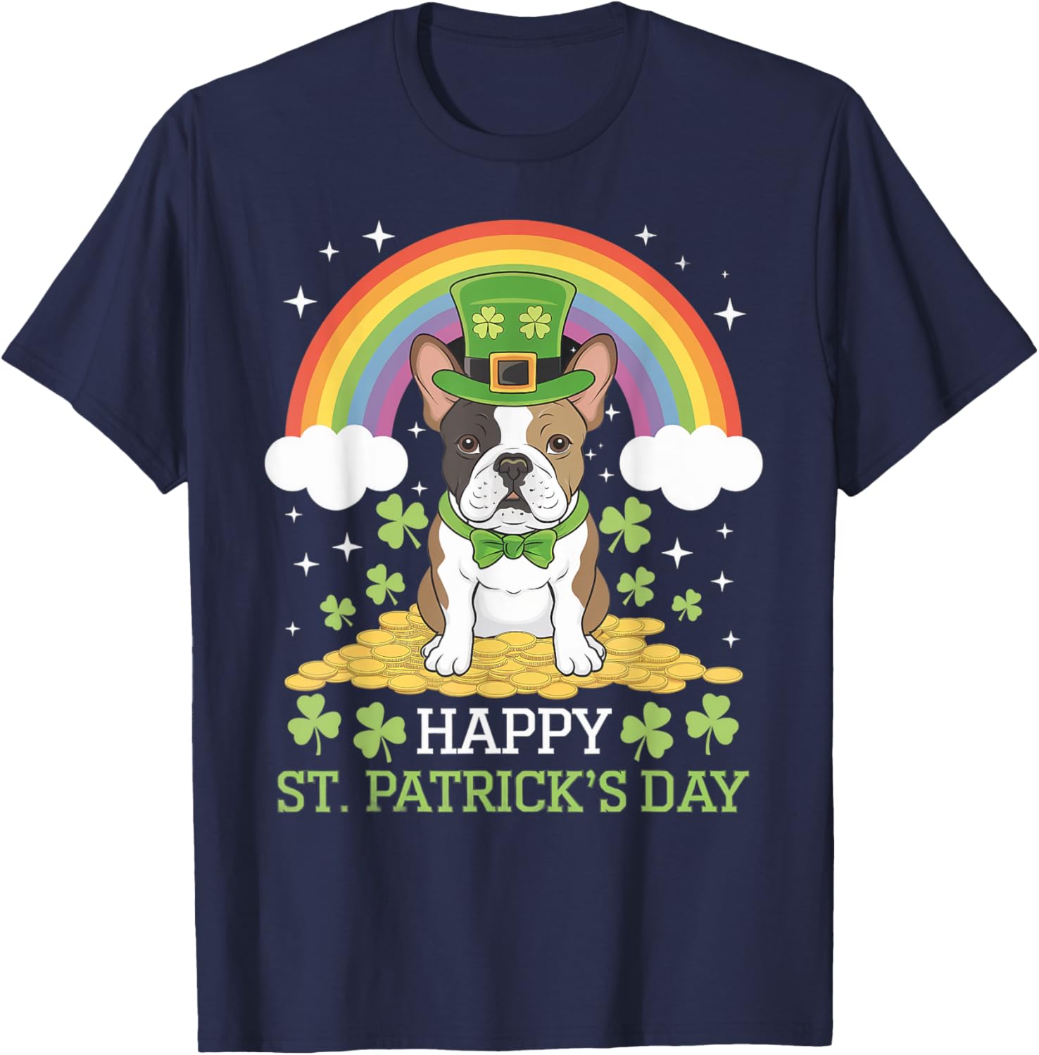 St. Patrick's Frenchie on French Bulldog Dog St Patricks Day T-Shirt - T-Shirt | Navy