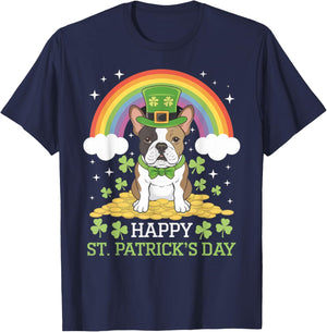 St. Patrick's Frenchie on French Bulldog Dog St Patricks Day T-Shirt - T-Shirt | Navy
