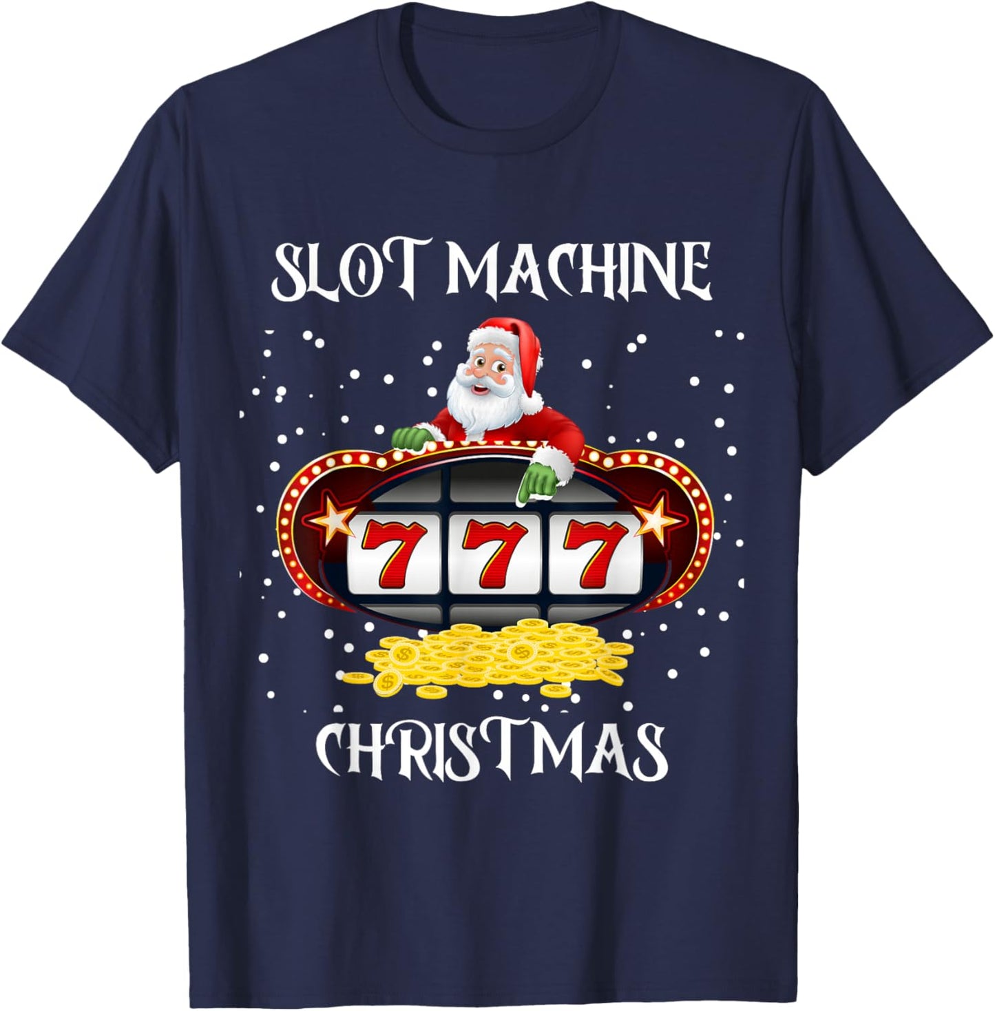 Slot Machine Queen Poker Night Christmas Casino Santa Claus T-Shirt - T-Shirt | Navy