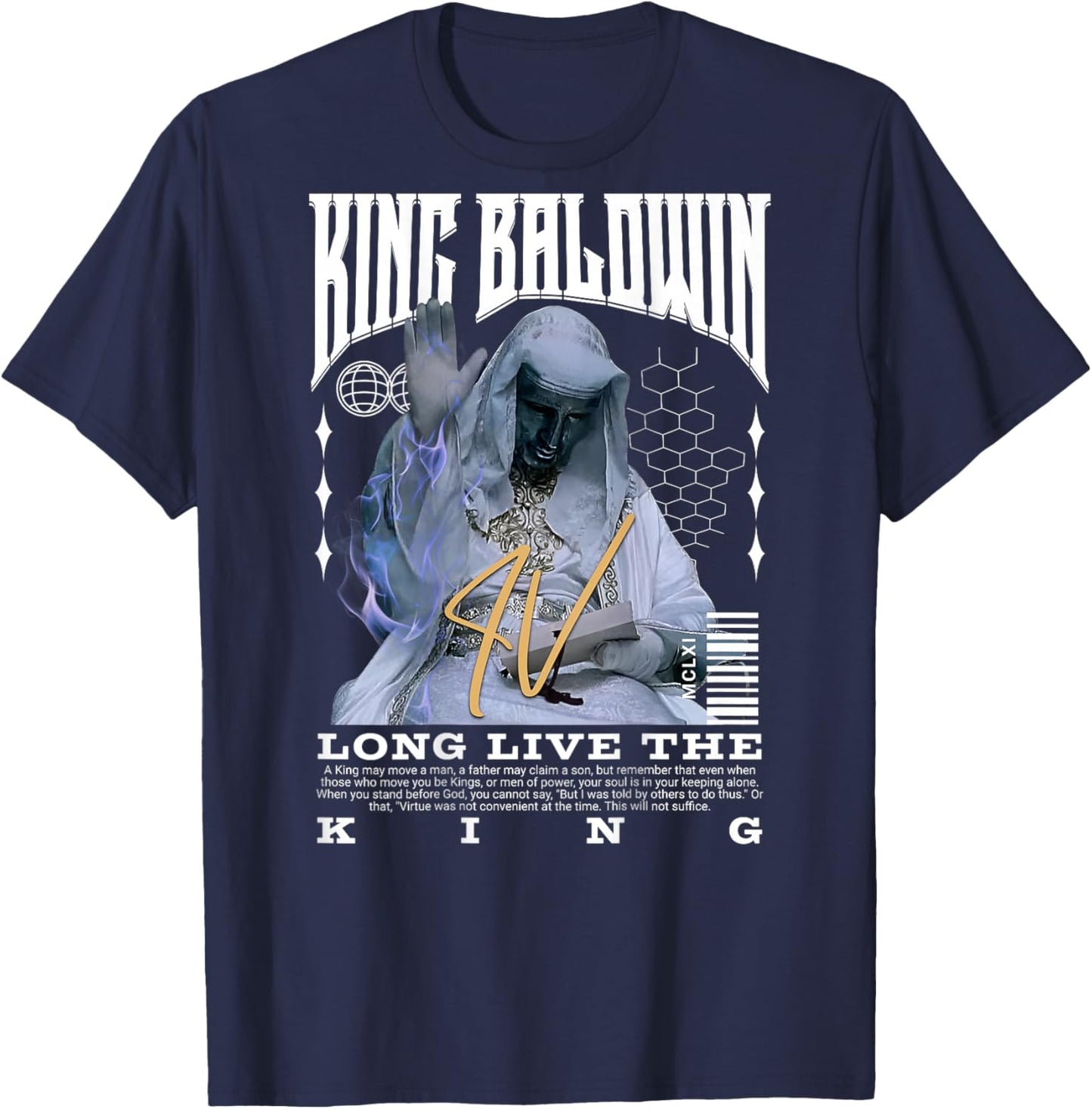 Backprint King Baldwin IV T-Shirt - T-Shirt | Navy