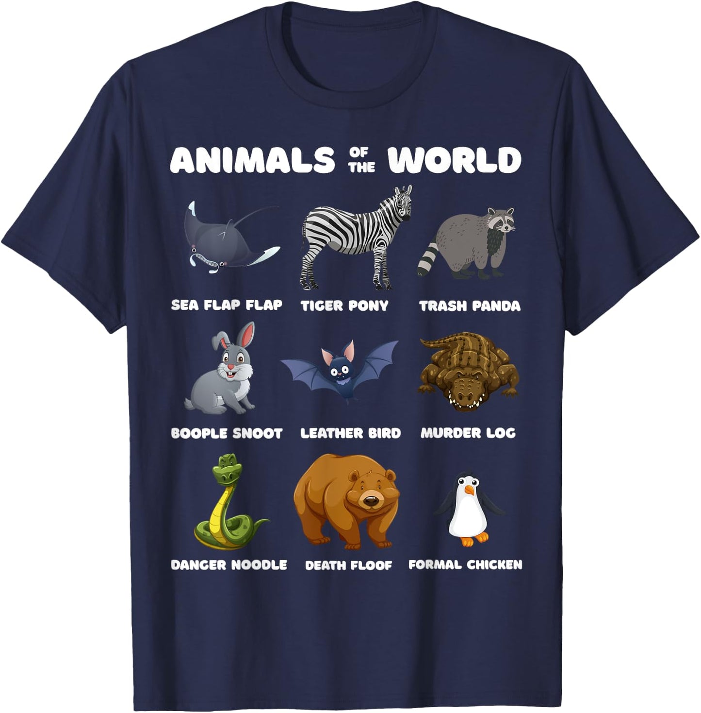 Animals Of The World Gift Funny Rare Animals Memes T-Shirt - T-Shirt | Navy