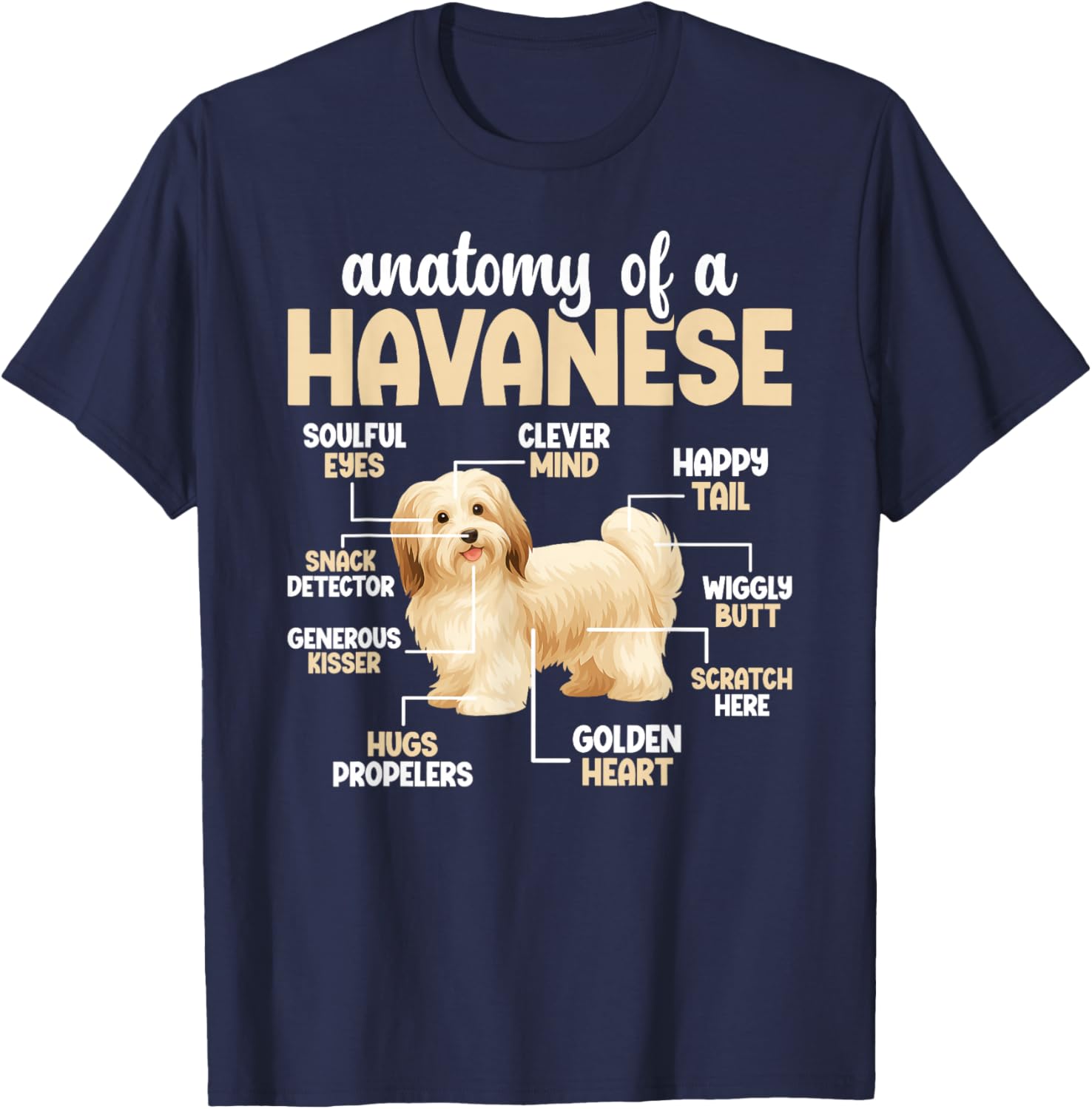 Anatomy of A Havanese Dog Havanese Owner Havanese Lover T-Shirt - T-Shirt | Navy