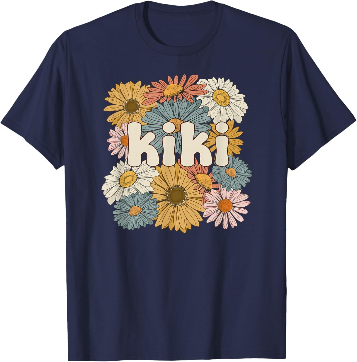 Groovy Kiki Grandmother Flowers Kiki Grandma T-Shirt - T-Shirt | Navy
