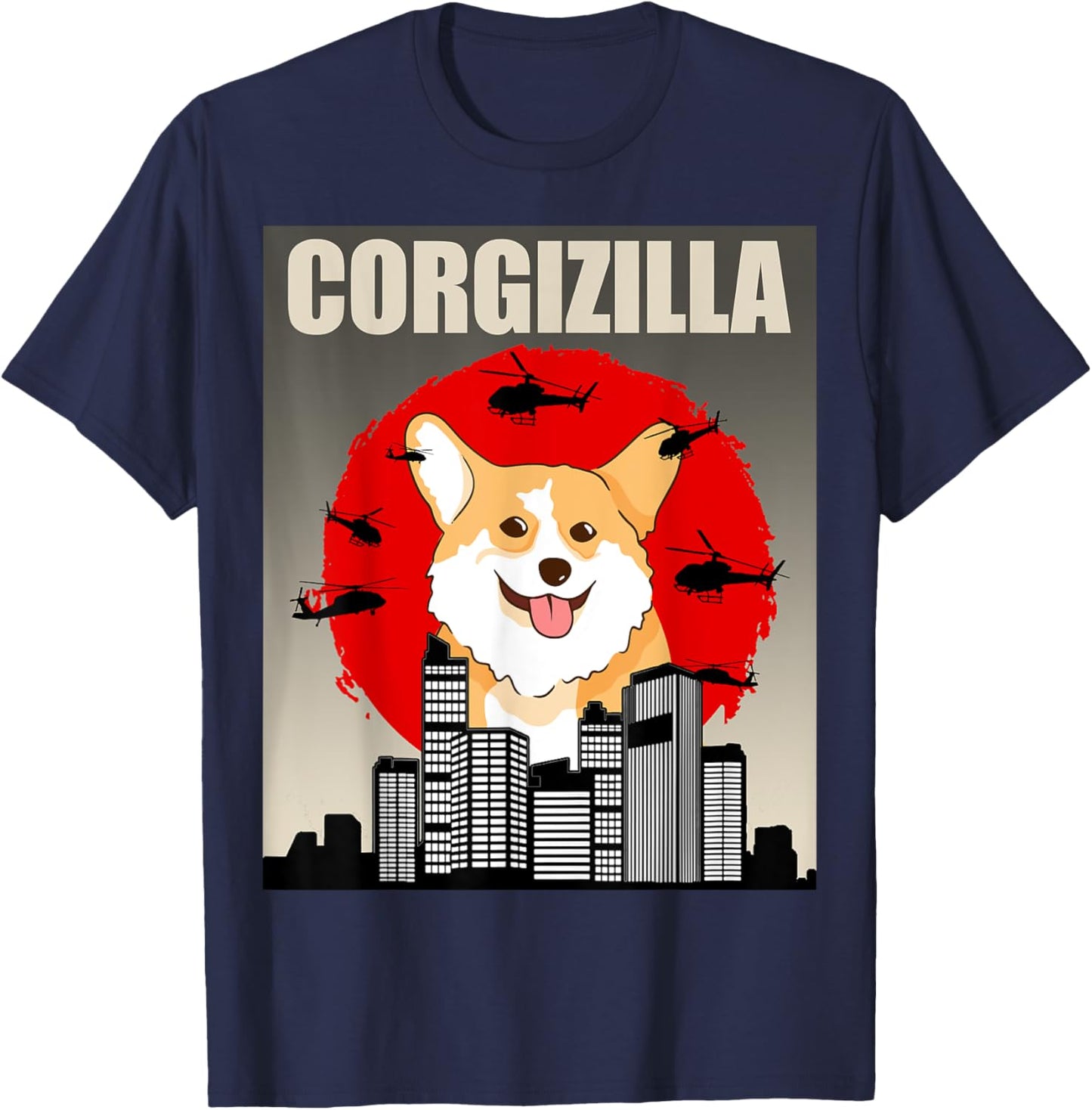 Funny Corgi Pet Dog - Corgizilla T-Shirt - T-Shirt | Navy