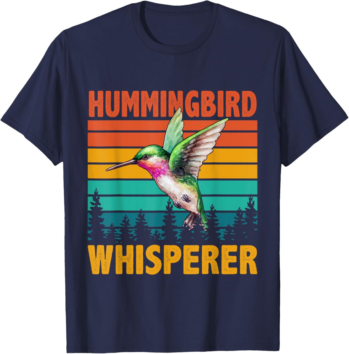 Vintage Retro Hummingbird Whisperer Funny Bird Sunglasses T-Shirt - T-Shirt | Navy