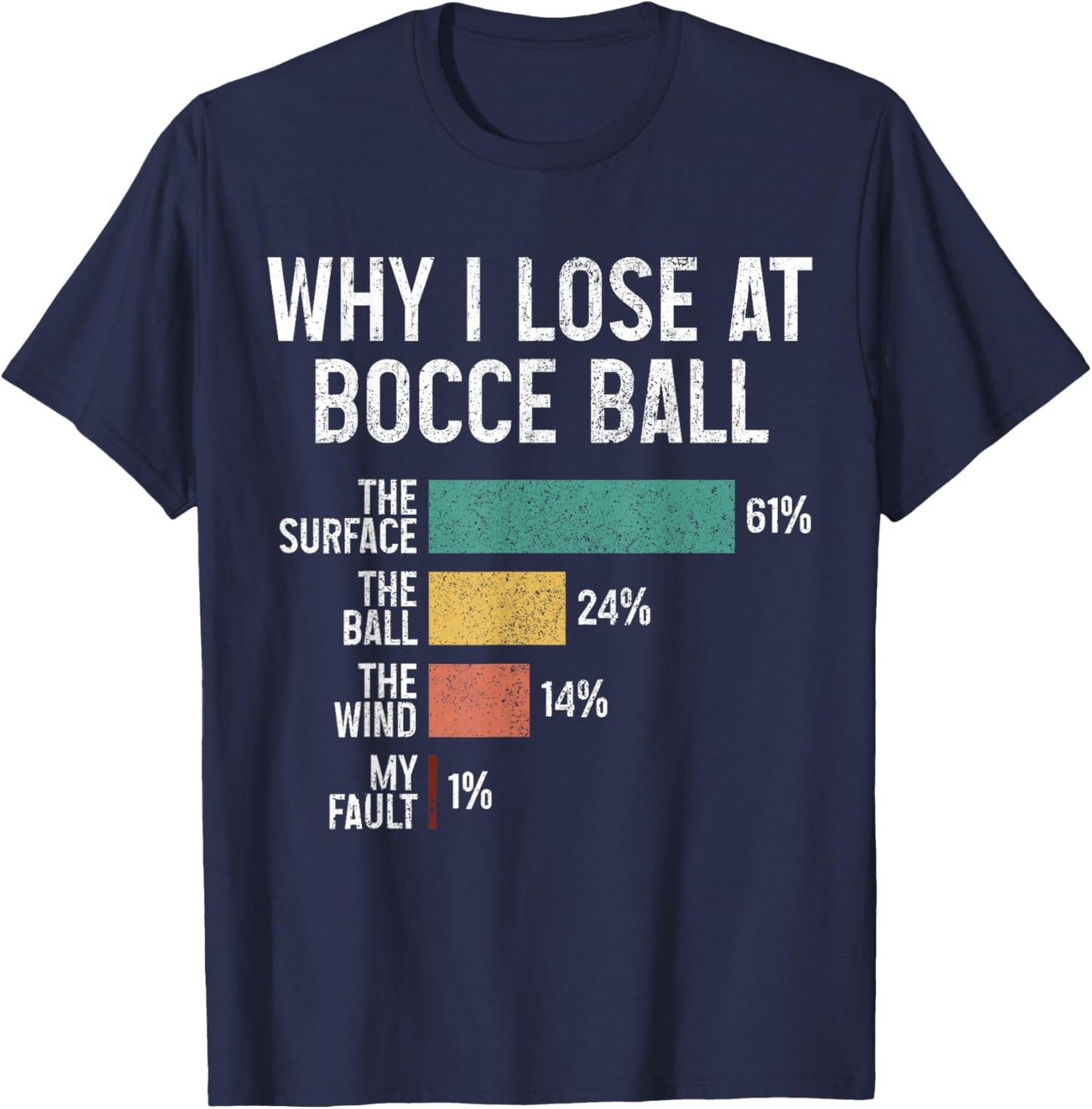 Bocce Ball Funny Why I Lose At Bocce Ball Vintage T-Shirt - T-Shirt | Navy