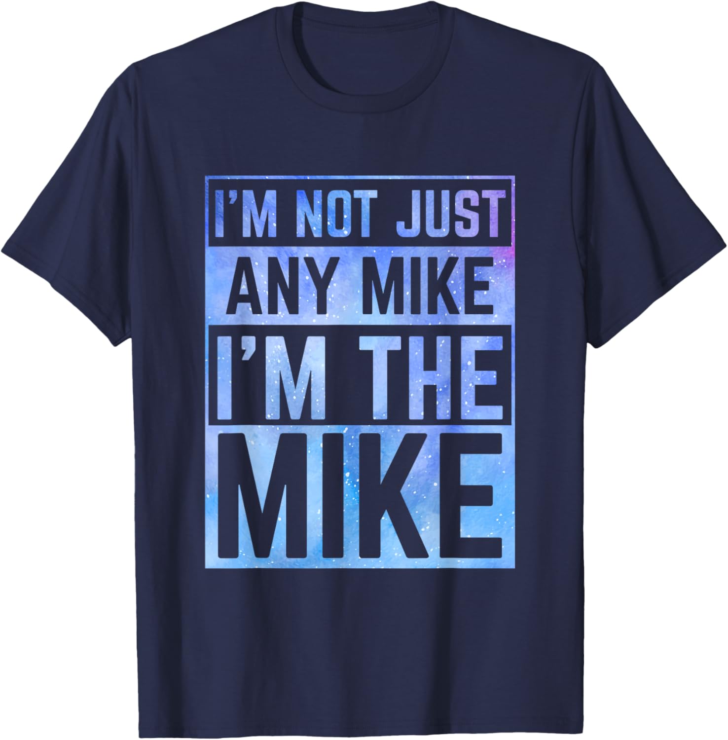 Personalized Gifts For Mike -Adults, -Kids Black Medium Modern Mock Collar Short Sleeve T-Shirt - T-Shirt | Navy