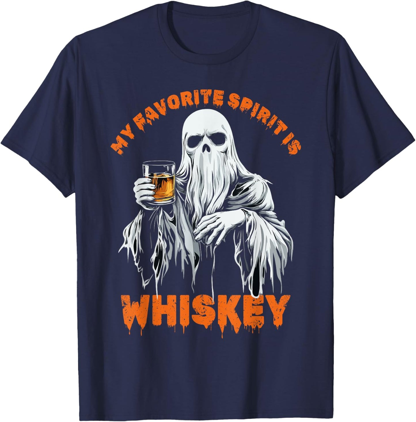 My Favorite Spirit Is Whiskey Halloween Ghost Costume T-Shirt - T-Shirt | Navy