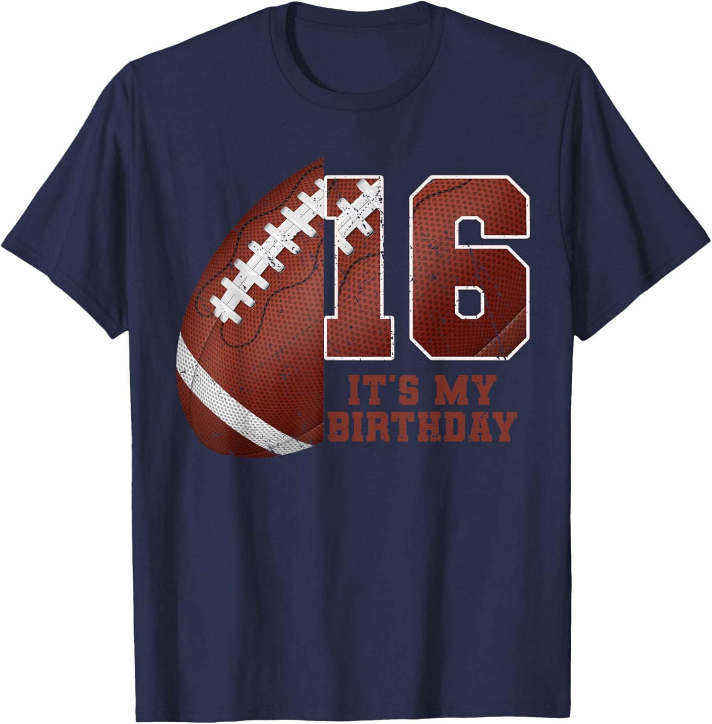Birthday Boy 16 Football Its My 16th Birthday Boys Girls T-Shirt - T-Shirt | Navy
