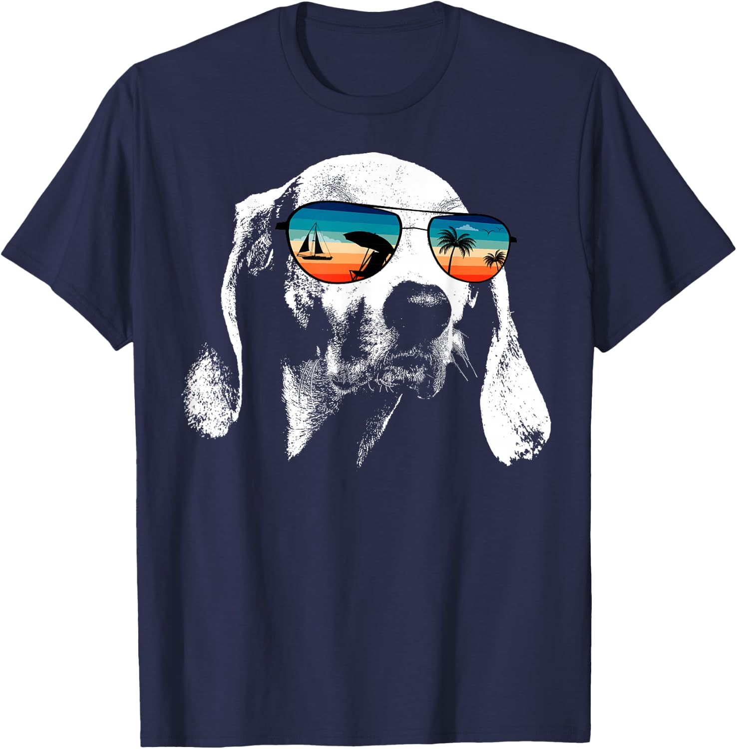 AMERICAN FOXHOUND Shirts With Glasses Sunglasses Retro Style T-Shirt - T-Shirt | Navy