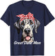 Great Dane Dog Mama Messy Bun Hair Glasses Great Dane Mom Women T-Shirt - T-Shirt | Navy