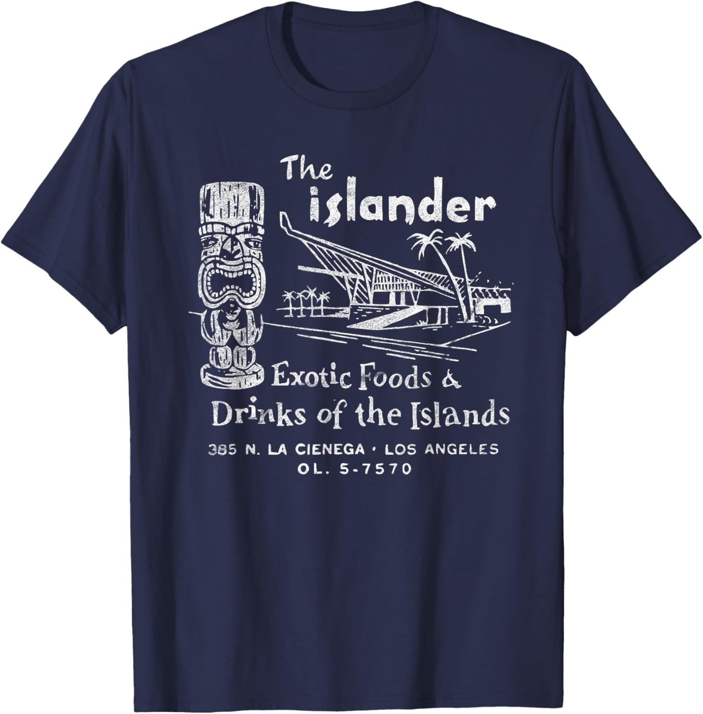 Tiki Bar/The Islander/Hawaiian Style/Vintage Americana T-Shirt - T-Shirt | Navy