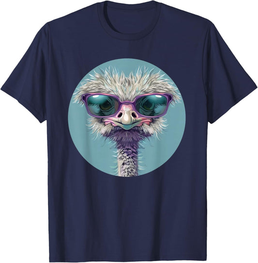 Funny bespectacled Ostrich with Sunglasses Costume T-Shirt - T-Shirt | Navy