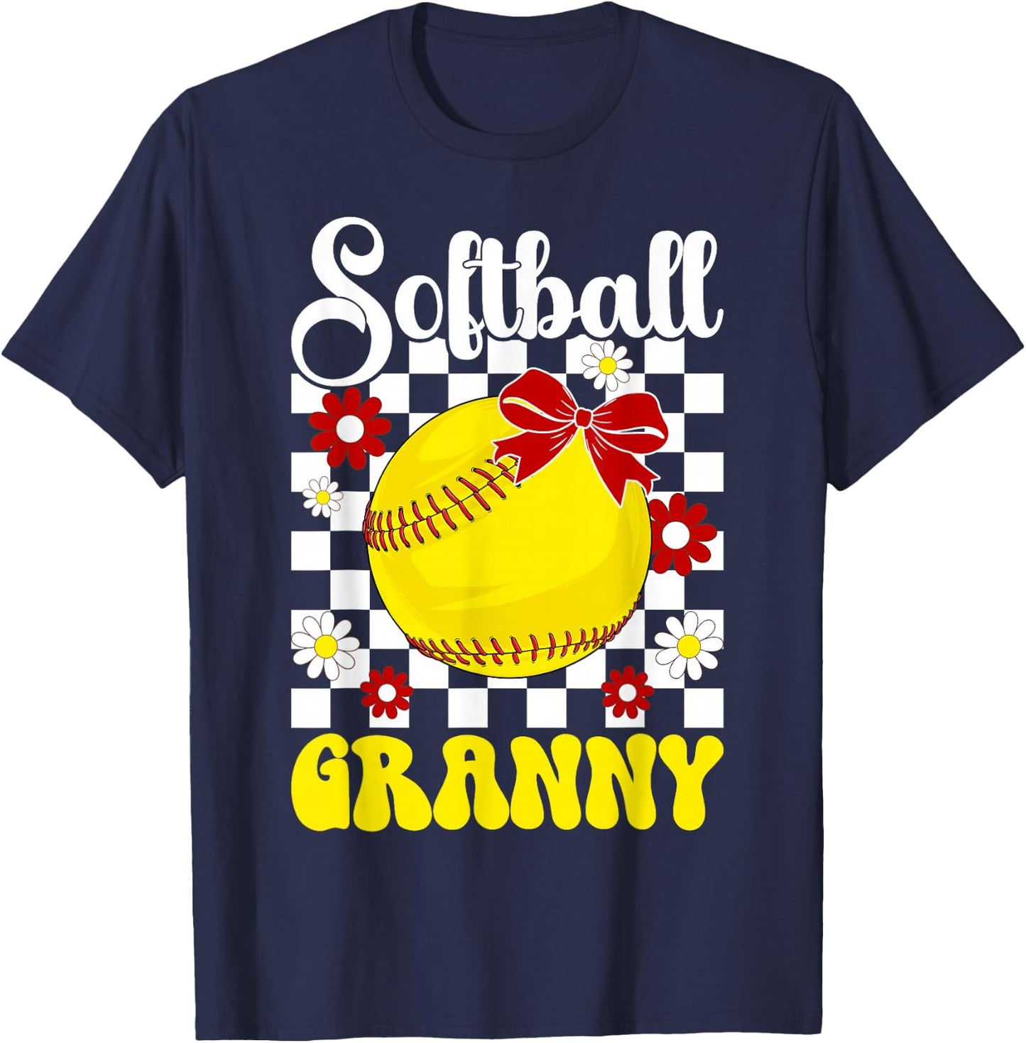 Softball Granny Groovy Granny Of A Softball Player Granny T-Shirt - T-Shirt | Navy