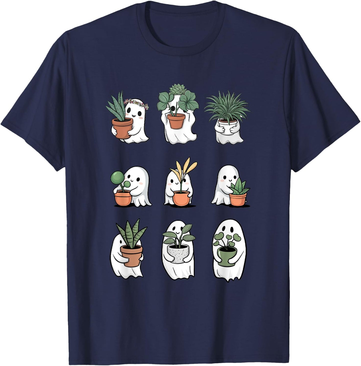 Ghost Plant Lady Halloween Ghostly Gardening Lovers Plant T-Shirt - T-Shirt | Navy
