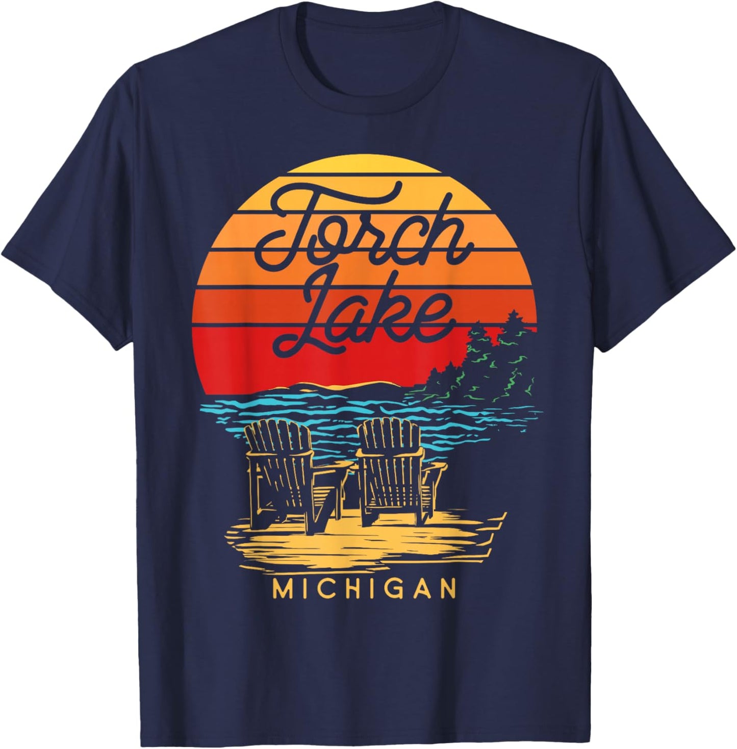 Torch Lake Michigan USA Beach Fun Vacation Souvenir DA1 T-Shirt - T-Shirt | Navy