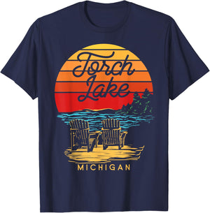 Torch Lake Michigan USA Beach Fun Vacation Souvenir DA1 T-Shirt - T-Shirt | Navy