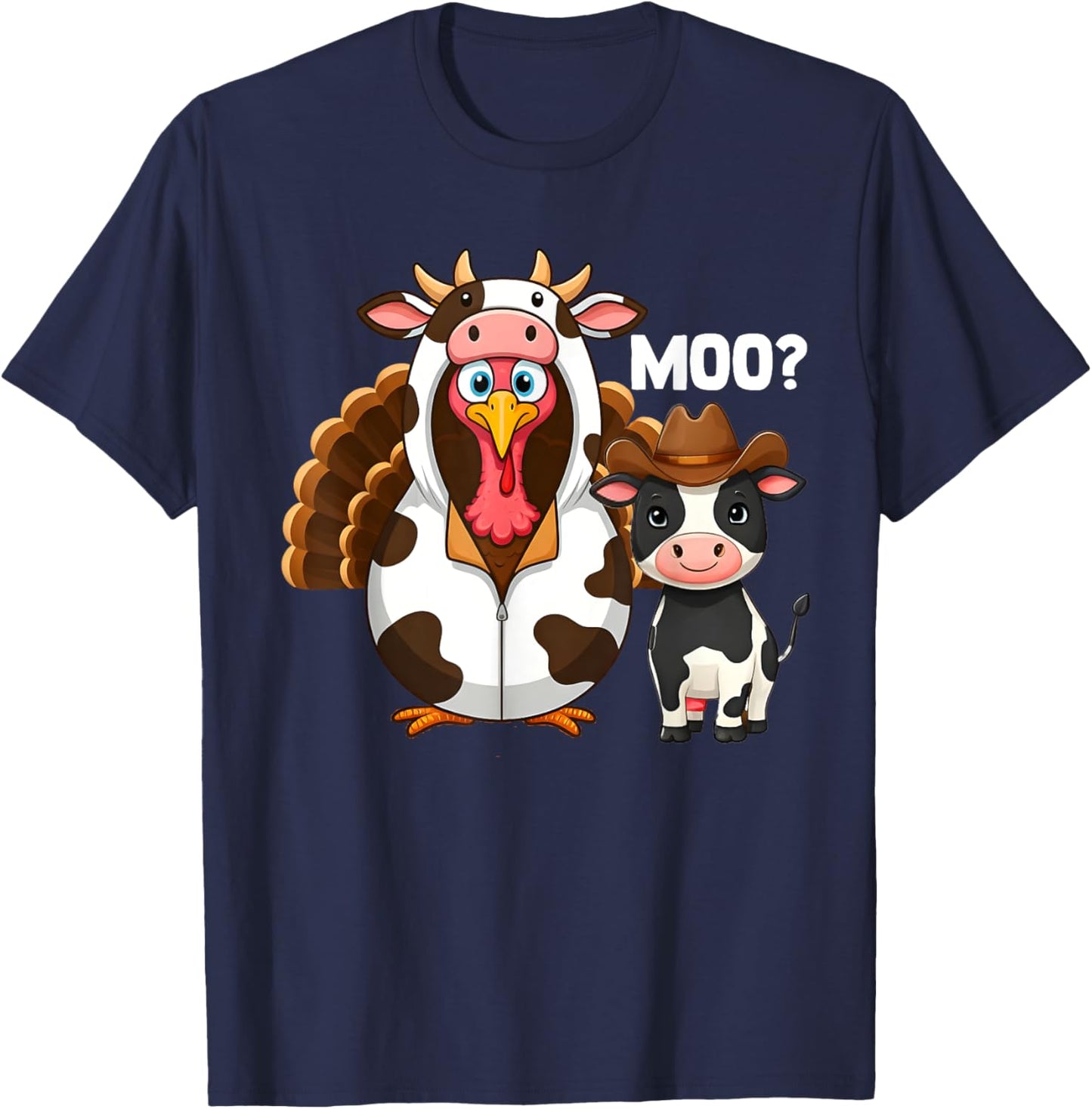 Thanksgiving Turkey Moo Cow Moo T-Shirt - T-Shirt | Navy