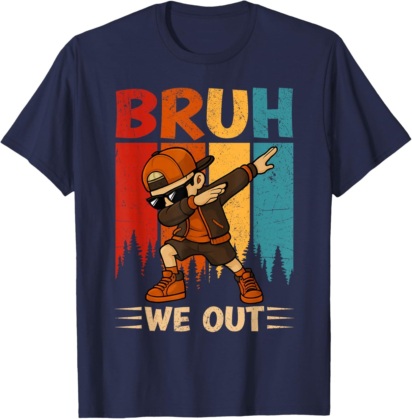 Dabbing Boy Bruh We Out Last Day Of School Student Squad T-Shirt - T-Shirt | Navy