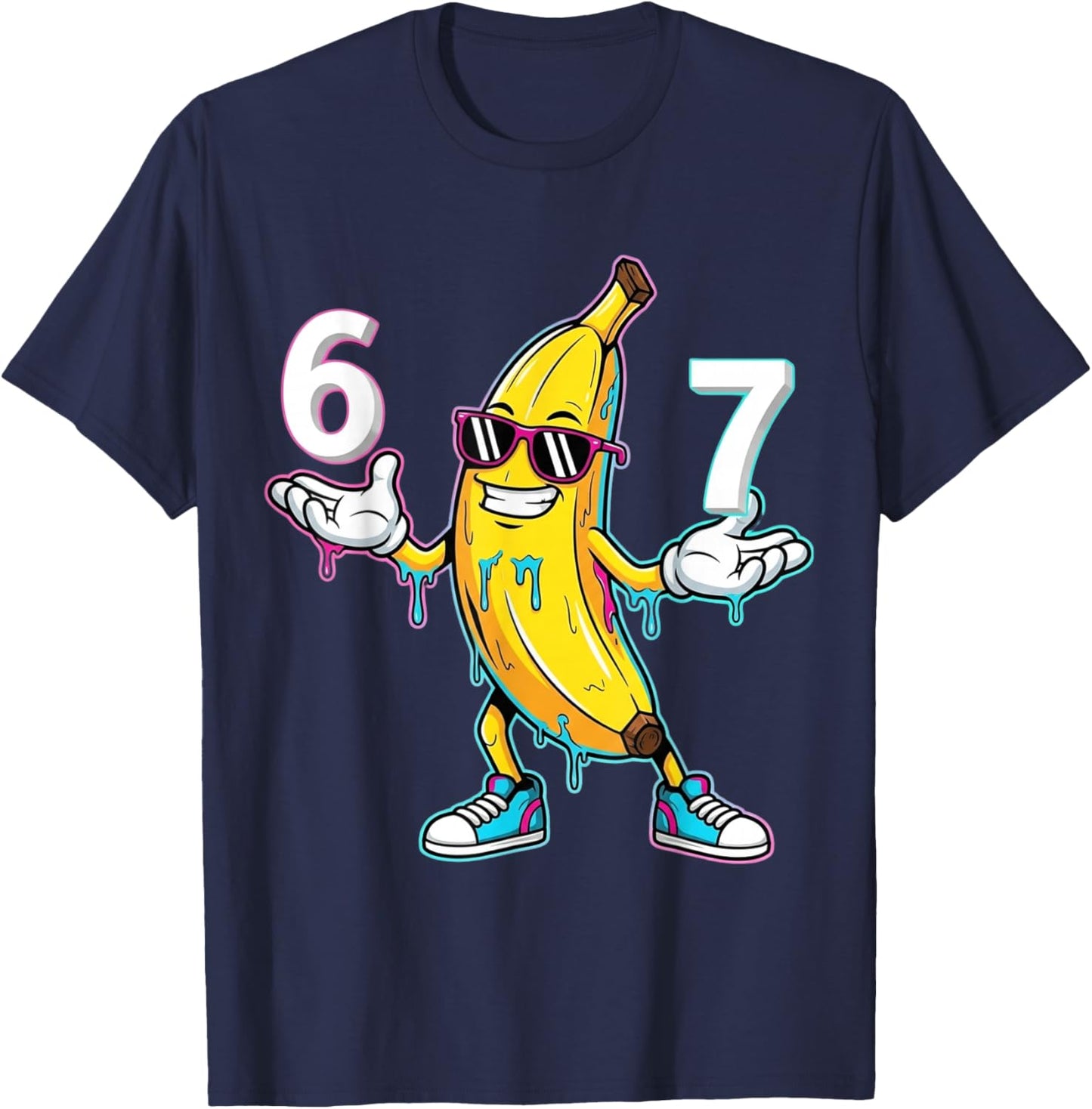 Funny Cartoon Banana 67 Graphic Design Kids Youth Boys Girls T-Shirt - T-Shirt | Navy