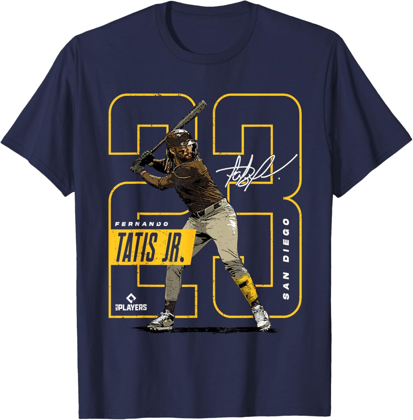 License Champs Fernando Tatis Jr | San Diego MLB Player League | MLBTAT4037 , Small, Brown T-Shirt - T-Shirt | Navy