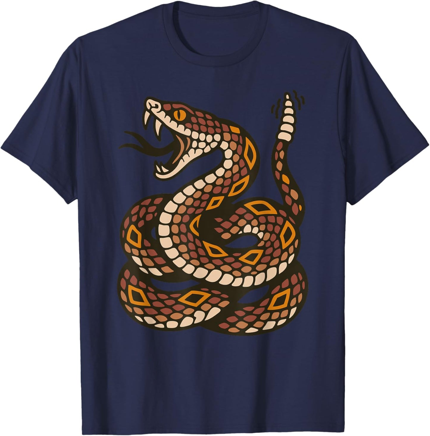 Venomous Rattlesnake Old School Tattoo Flash Rattle Snake T-Shirt - T-Shirt | Navy
