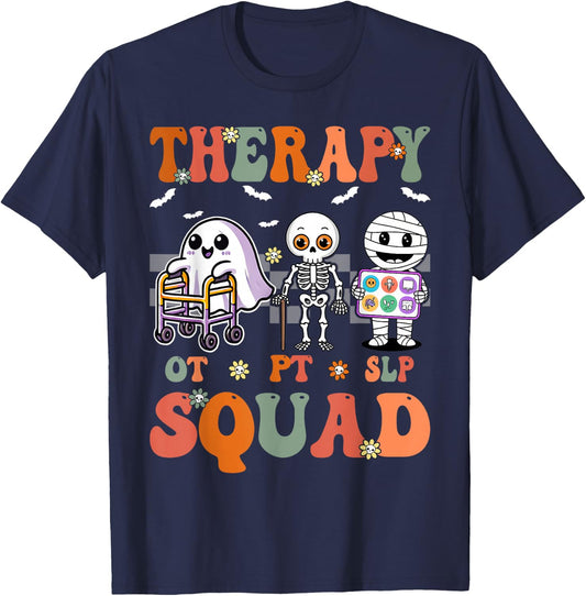 Retro Therapy Squad SLP OT PT Team Halloween funny Physical T-Shirt - T-Shirt | Navy
