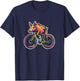 Rainbow Cyclist - Funny Pig Boar Riding Bike , Black, S T-Shirt - T-Shirt | Navy