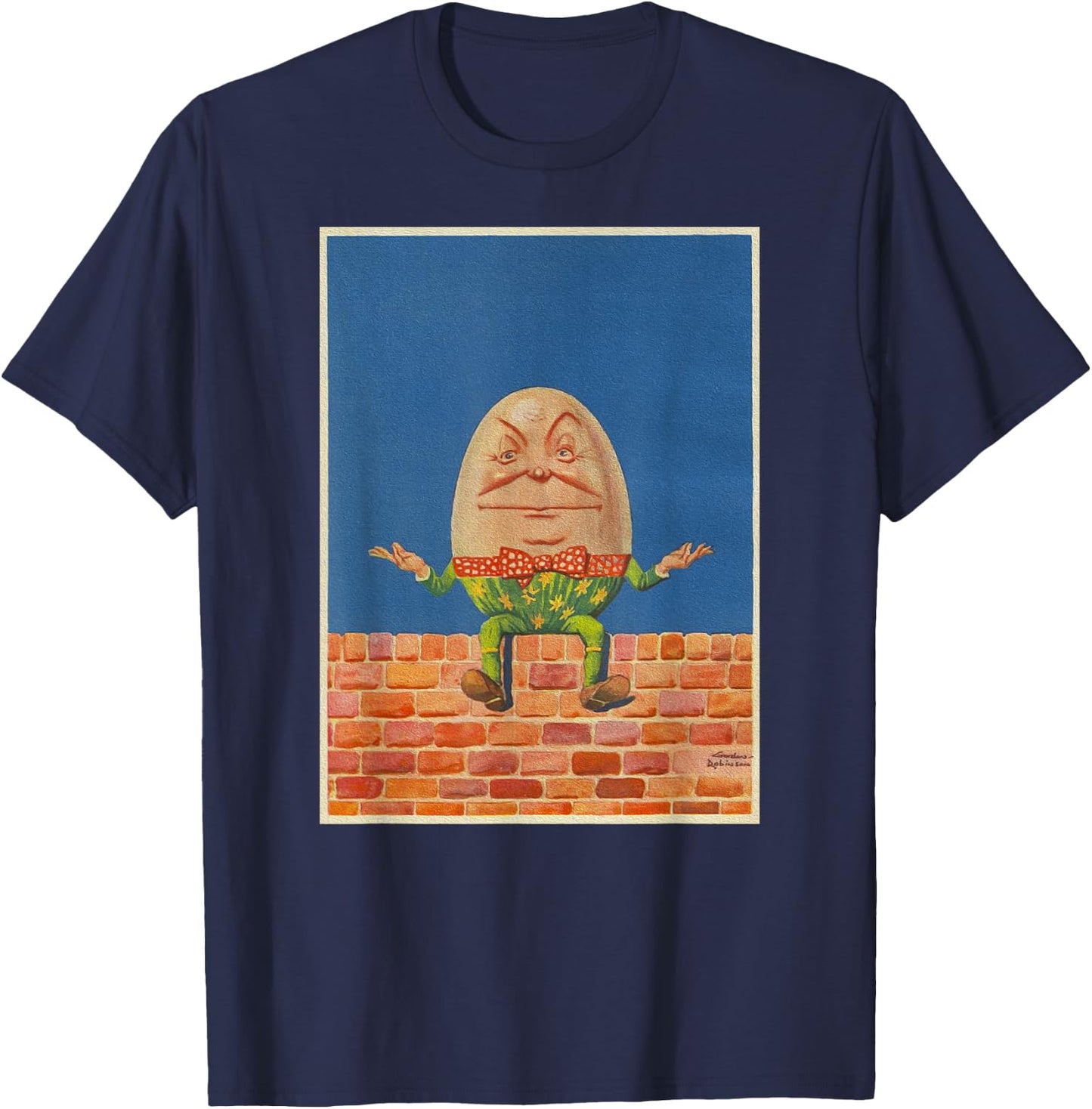 Feel Good Retro Fairytale Art-Vintage Humpty Dumpty T-Shirt - T-Shirt | Navy
