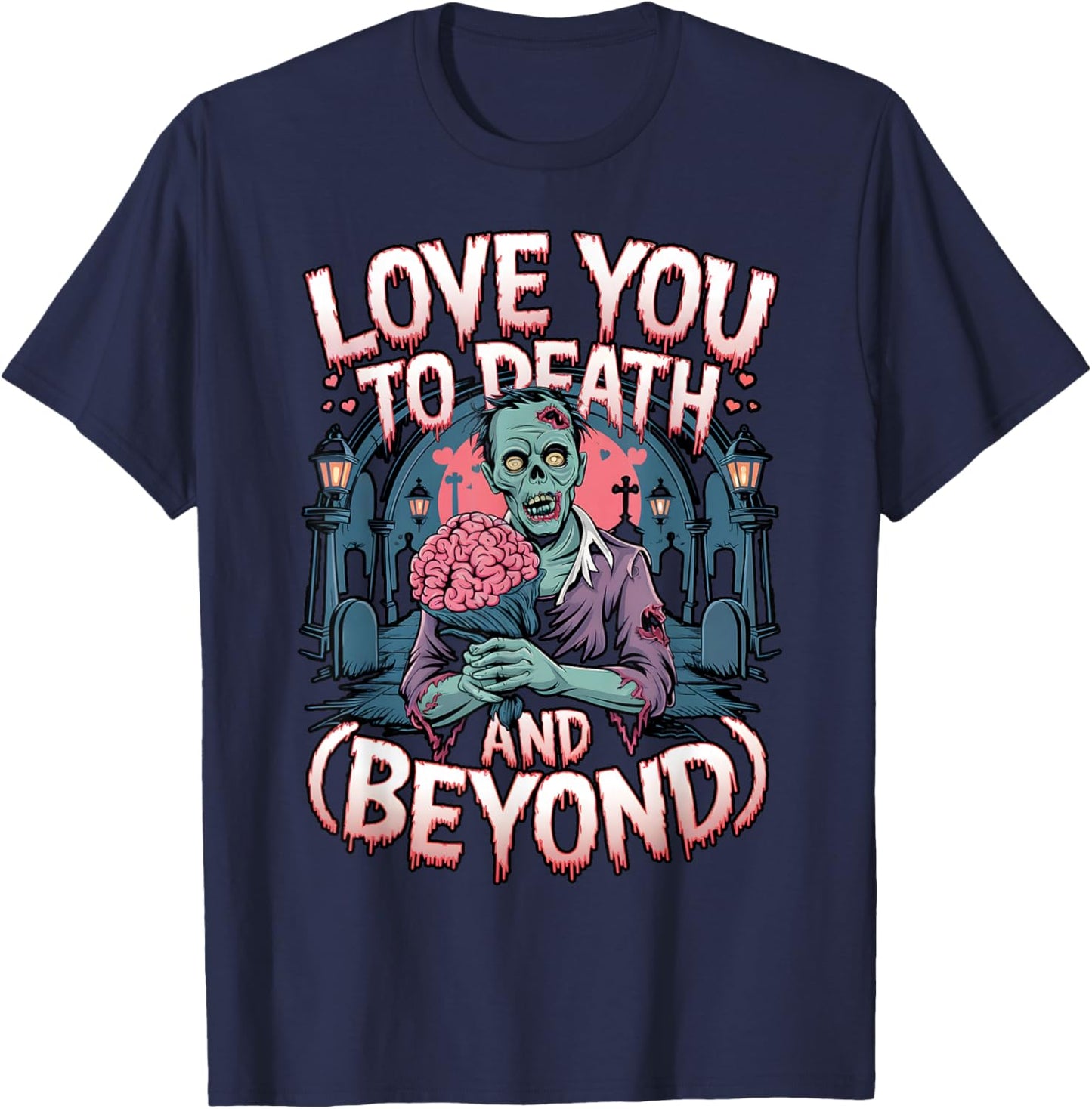 Love You to Death Dark Romance Valentine's Day Horror Couple T-Shirt - T-Shirt | Navy