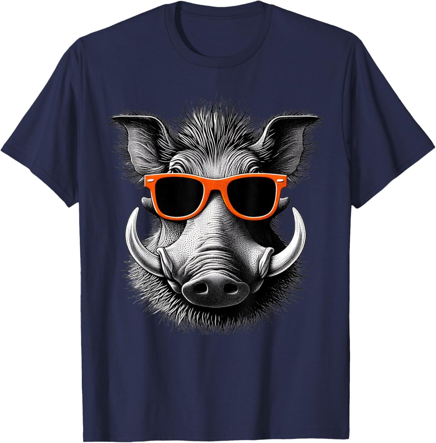 Cool Warthog Wearing Sunglasses Graphic Art T-Shirt - T-Shirt | Navy