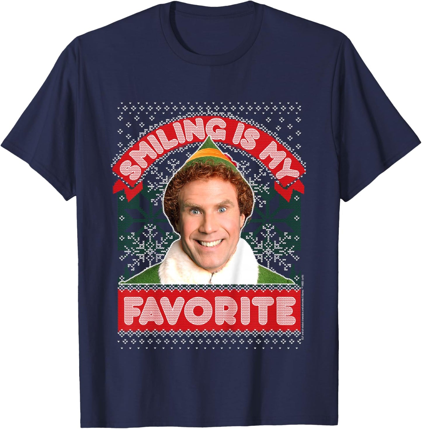 Kids Elf Buddy Smiling is My Favorite Christmas T-Shirt - T-Shirt | Navy