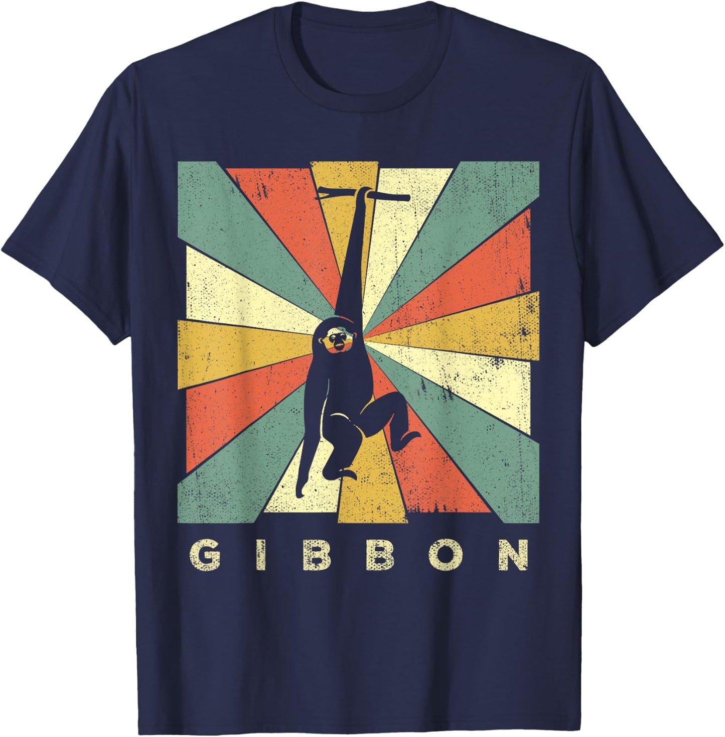Vintage Gibbon Lover Retro Style Animal T-Shirt - T-Shirt | Navy
