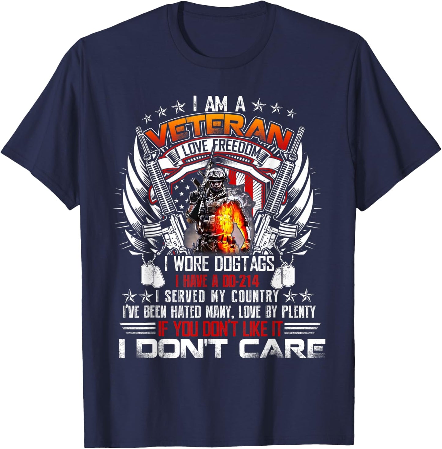 I Am A Veteran I Love Freedom My Country T-Shirt - T-Shirt | Navy